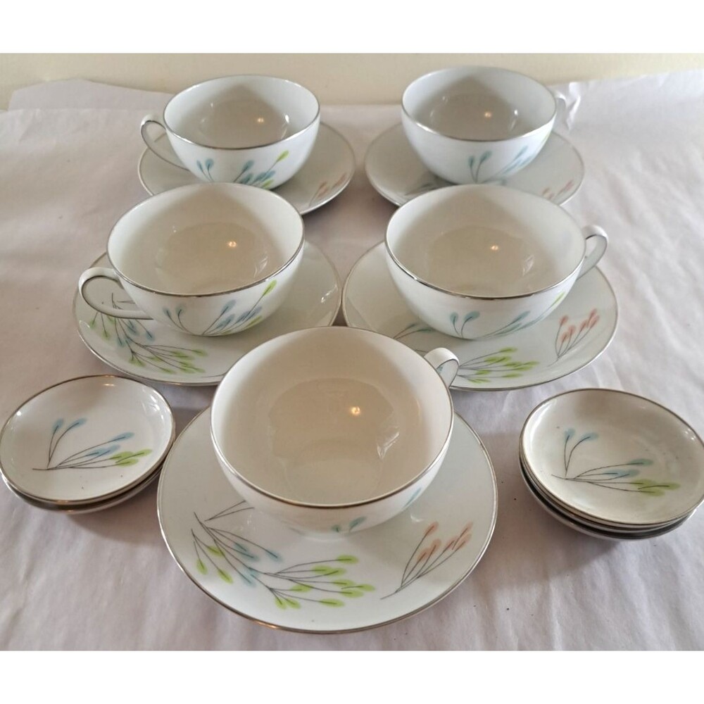 Vita Craft Symphony Teacups & Saucer Set of 15 MCM Atomic Flowers Germany
